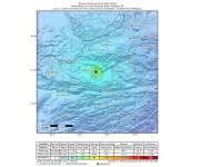Mapa muestra la ubicación de un terremoto de magnitud 5,3 que golpeó cerca de Qala i Naw, Afganistán. EFE