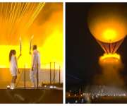 Encendido del Pebetero Olímpico, el cual es un globo aeroestático. Foto: Olympic Games