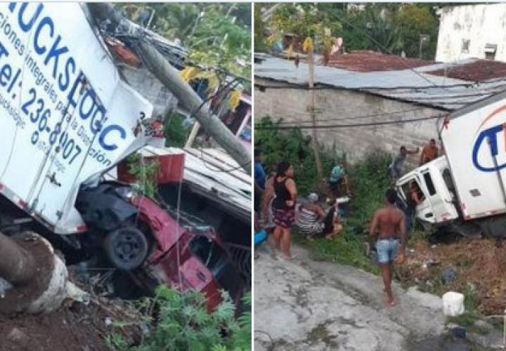 Camión pierde control, choca 7 autos y se estrella contra casa en San Miguelito