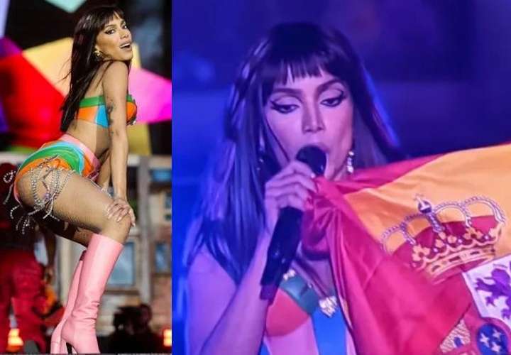 Portugueses se cabrean con Anitta por ondear una bandera española