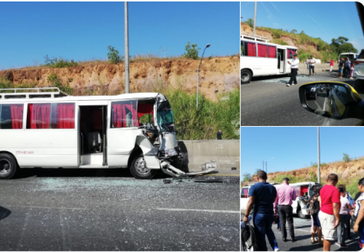 Colisión entre buses deja tres heridos en la autopista Panamá-La Chorrera