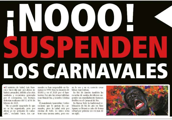 ¡NOOO! Suspenden los carnavales del 2021