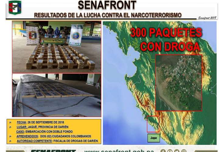 Confiscan 300 paquetes de droga y detienen a dos colombianos