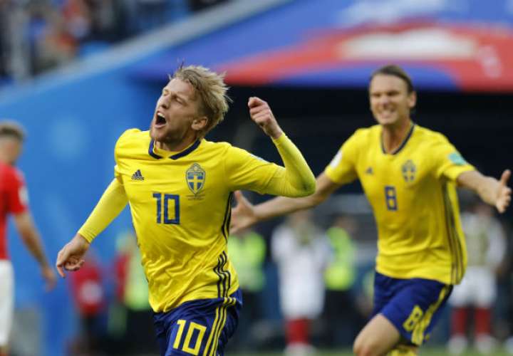 Emil Forsberg anotó el gol del triunfo para Suecia. Foto:AP