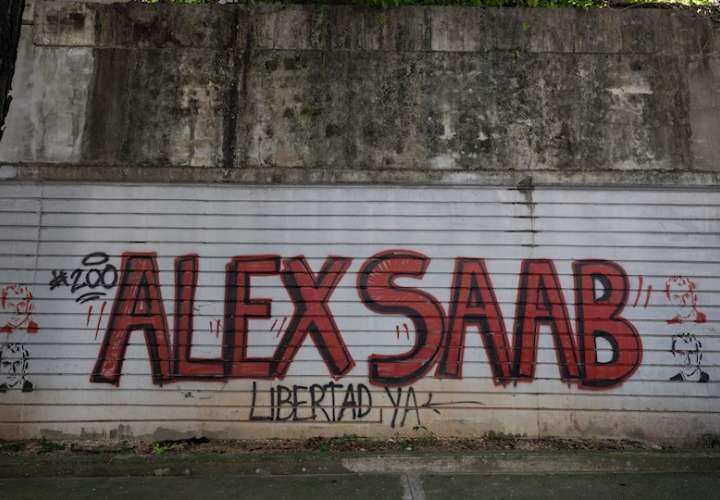 grafiti que pide la libertad de Alex Saab, en Caracas
