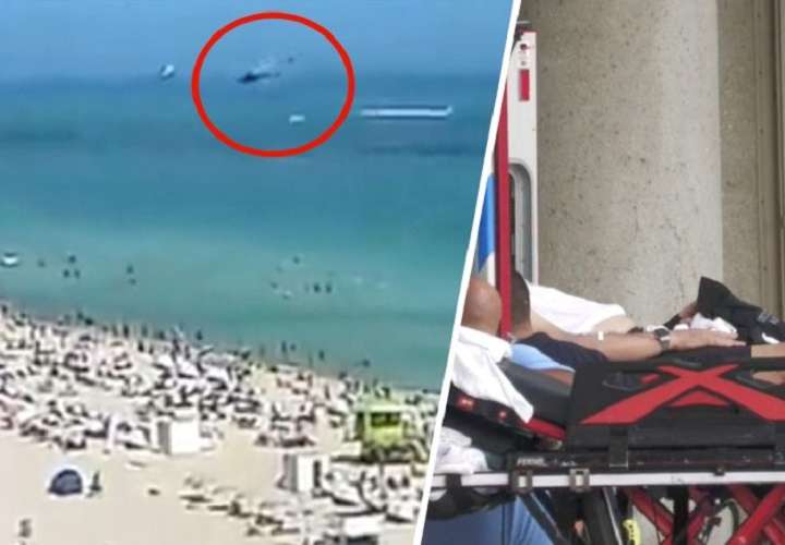  Helicóptero se estrella cerca a la playa de Miami Beach, en Florida