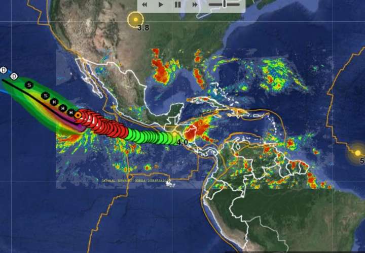 Vista general del modelo de desplazamiento del huracán Fabio. Imagen: servir.net 