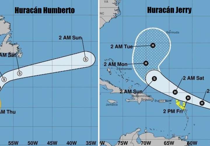 Jerry se convierte en huracán mientras Humberto se dirige al noreste (Video)