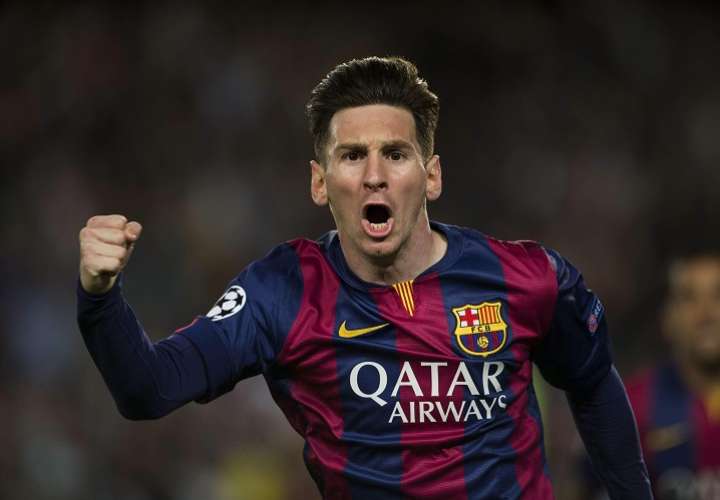 Messi celebra tras marcar en un partido de Liga de Campeones. Foto: EFE