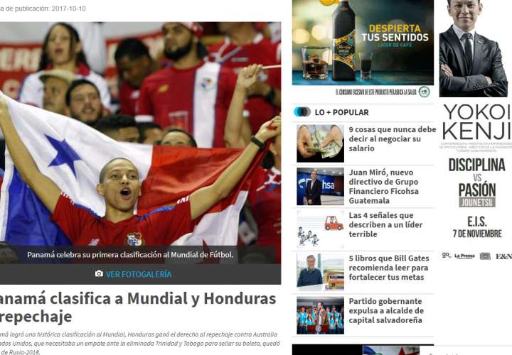 Periódicos de otros países titulan triunfo de Panamá