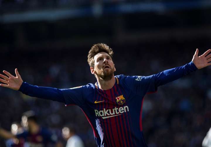 Leo Messi celebra su gol ante el Real Madrid. Foto: EFE