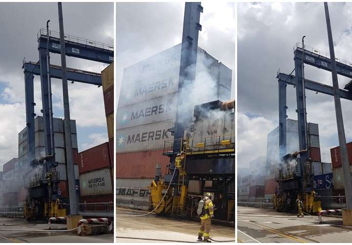 Se incendia grúa en puerto de Balboa 