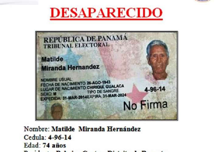 Buscan a anciano desaparecido en Chiriquí