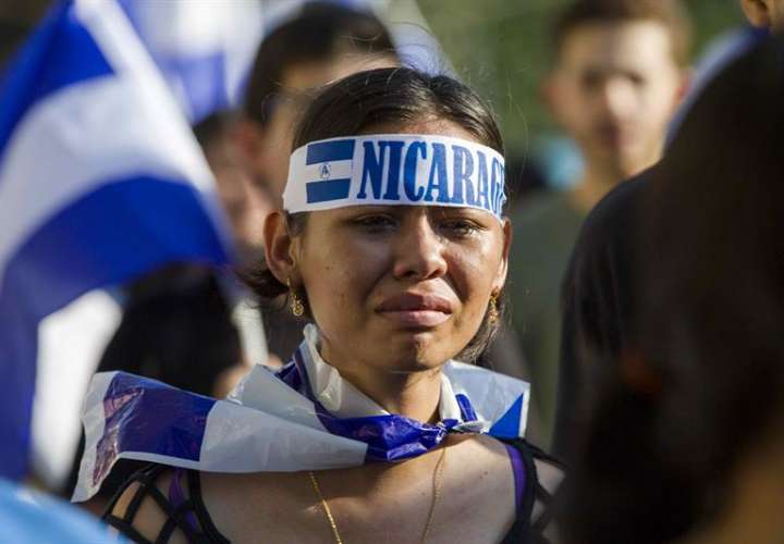 Manifestantes nicaragüenses. Foto/EFE