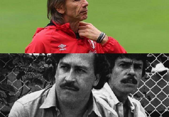 Ricardo Gareca, seleccionador peruano, y Pablo Escobar. Foto: EFE