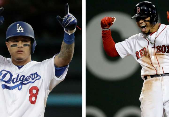 Manny Machado (izq.) y Mookie Betts, figuras en los Dodgers y Boston respectivamente. Foto: AP