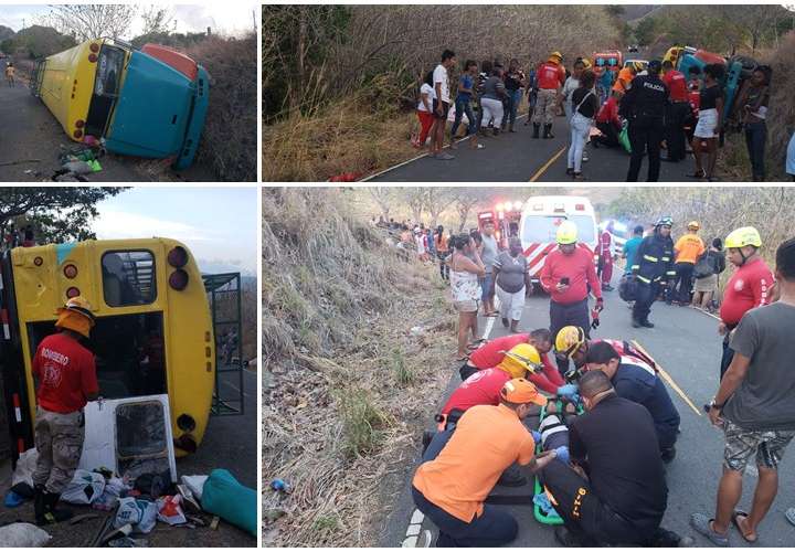 40 pasajeros de bus, heridos en accidente 