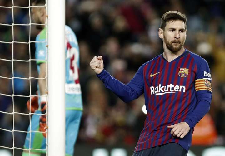 Lionel Messi celebra su anotación ante el Rayo Vallecano. /EFE