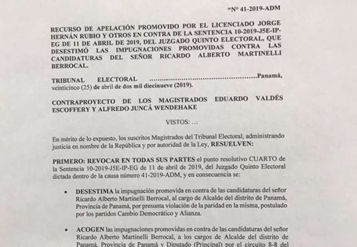 Fallo del Tribunal Electoral contra Martinelli es un fraude electoral