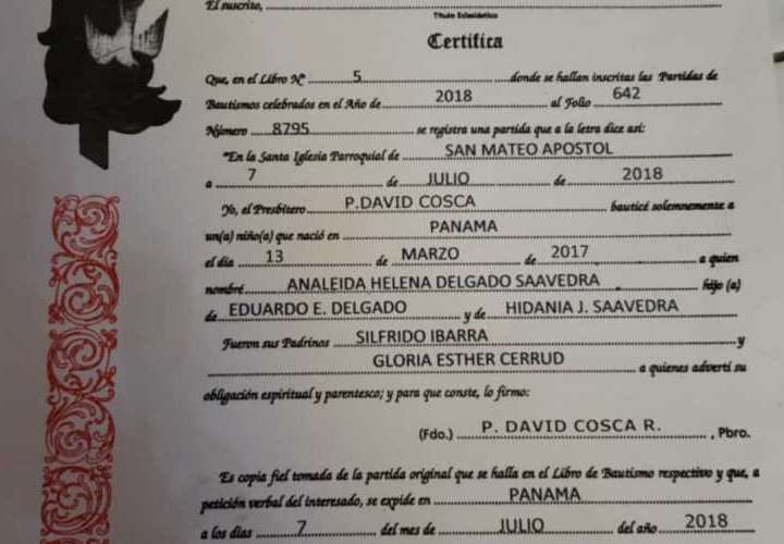 Cosca bautizó a nieta de Hidadis el día de los hechos en El Panamá