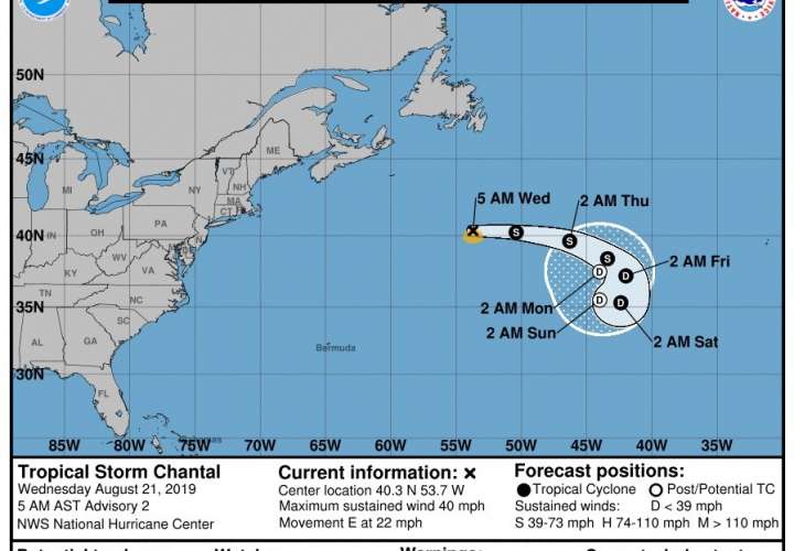Tormenta tropical Chantal se forma en el océano Atlántico