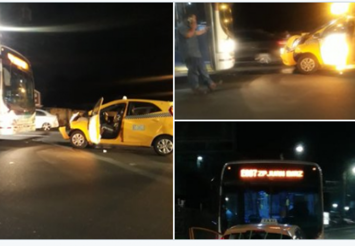 Choque frontal entre taxi y metrobús en Juan Díaz