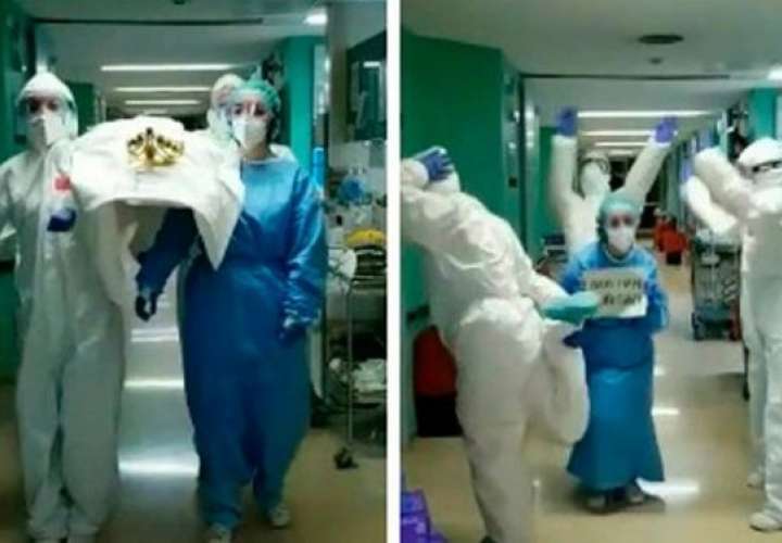Médicos parodian meme de africanos bailando con ataúd para “matar” al Covid-19