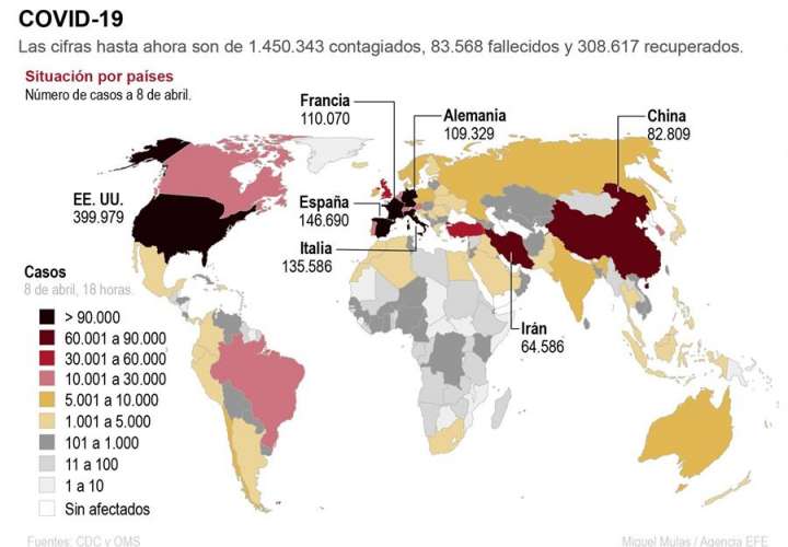 Casos de coronavirus pronto llegarán a 1.500.000; OMS pide no politizar pandemia