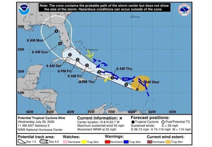 Puerto Rico, República Dominicana, Cuba y Florida, en la mira de "Nueve"