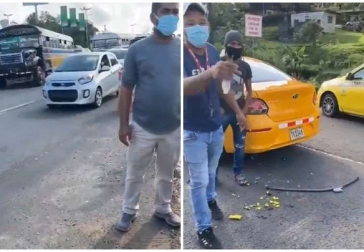 Taxistas cierran calle por suspensión de circulación de placas pares y nones 