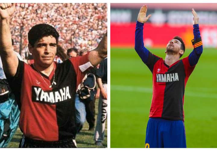 Messi celebró con la camiseta de Newell's.