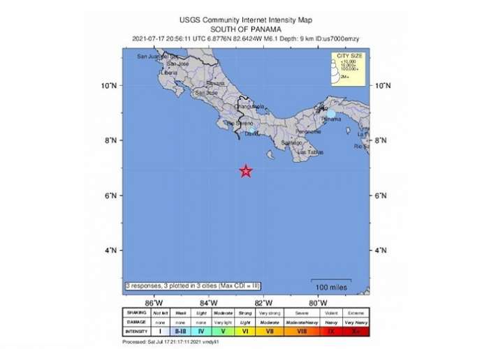  Un sismo de magnitud 6,4, con epicentro en el mar, sacude zonas de Panamá