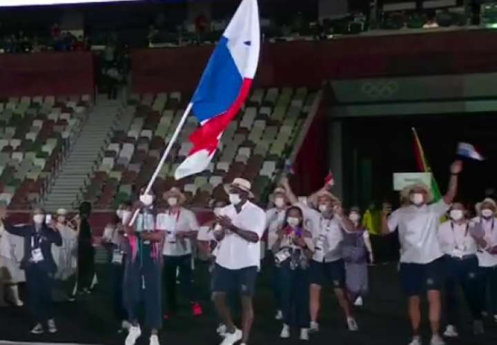 Delegación de Panamá en la cereminia de inauguración de los Juegos Olímpicos de Tokio.