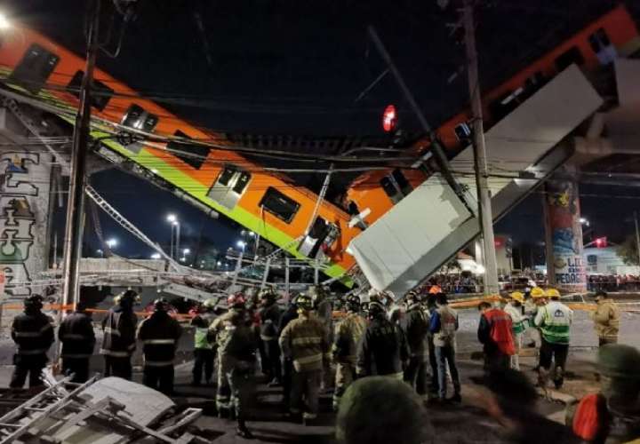 Vista general del accidente de la línea 12 del metro de la Ciudad de México, que dejó 26 muertos en mayo.