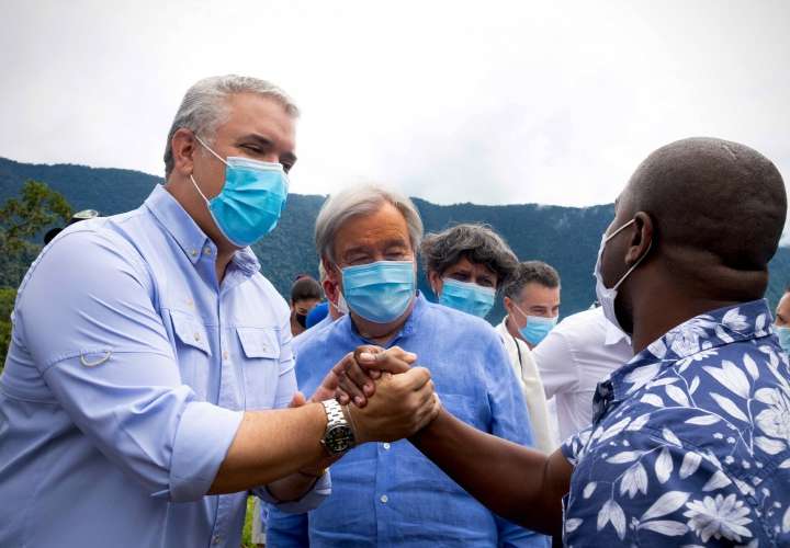Guterres y Duque visitaron los proyectos productivos de exguerrilleros de las FARC