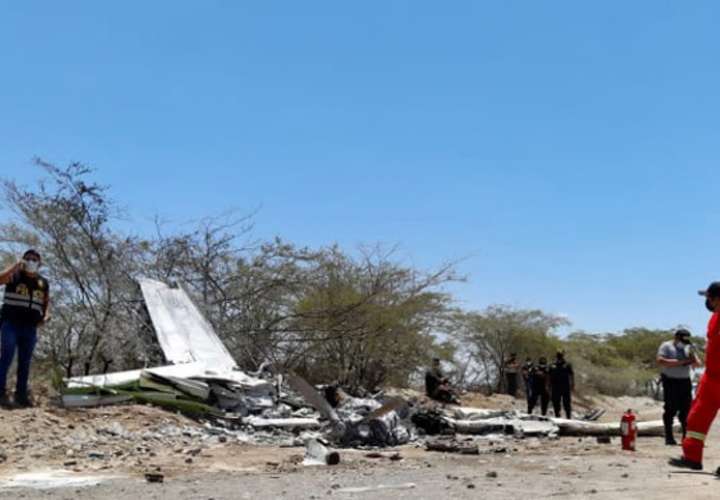 Restos de la avioneta que se accidentó en la región de Ica (Perú). EFE
