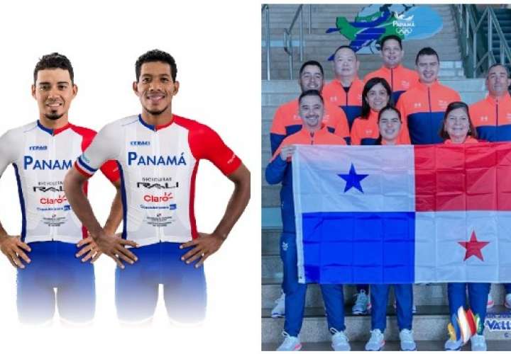 Los ciclistas William Espinosa y Christofer Jurado (izq.) y los atletas de los bolos. Fotos: COP