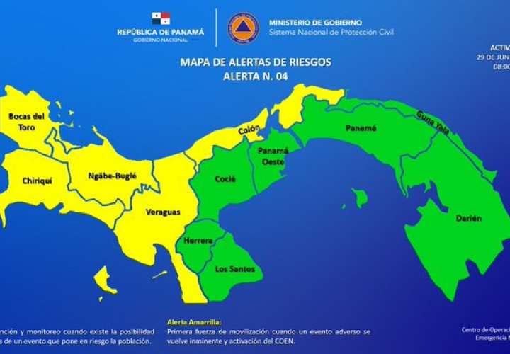 Activan COE por emisión de alerta amarilla en provincias y comarca