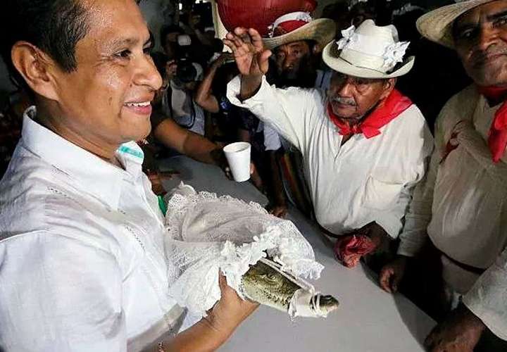 Alcalde en México se casa con un caimán; hay amor y es una tradición