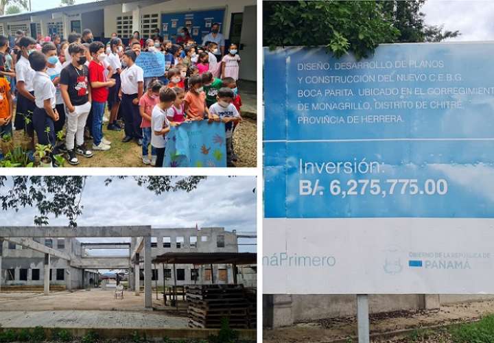 Comunidad educativa de la escuela primaria de Boca de Parita esperan culminación de nuevo edificio.