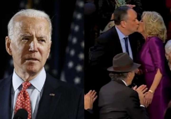 ¿Jill Biden besó al marido de Kamala Harris? El video es viral 