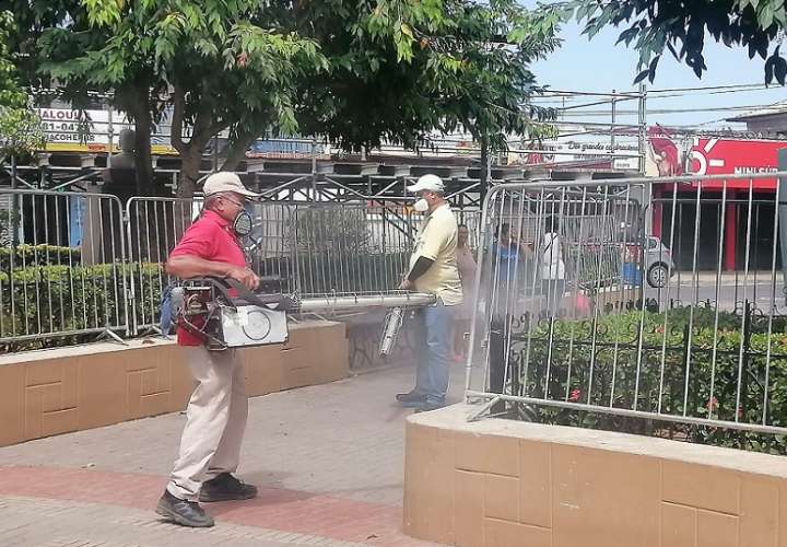 Inspectores de salud pública revisaron los rincones de los parques en Azuero donde habrá Carnaval, para fumigar y aplicar larvicida en áreas donde puede quedar el agua estancada