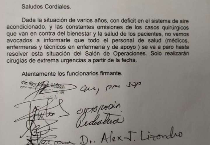 Carta de los médicos en huelga.