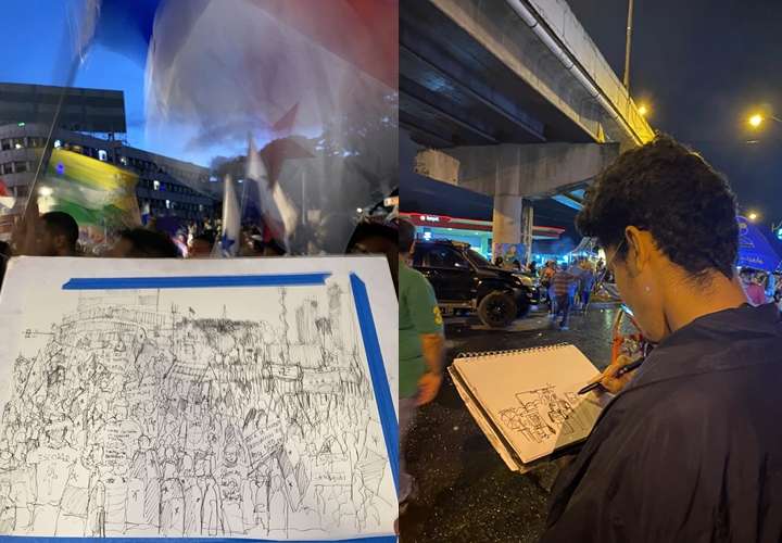 Franz demora entre 15 a 30 minutos dibujando su arte. Foto / @diego_franz