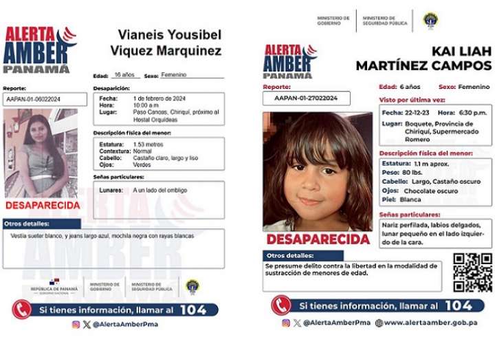 Vianeis Yousibel Viquez Marquínez, de 16 años y Kai Liah Martínez Campos, de 6 años, siguen desaparcidas.