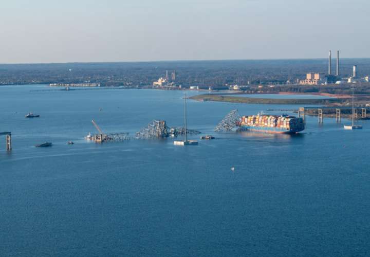 Lugar del colapso del puente Francis Scott Key, en Baltimore, Maryland (EE.UU.). EFE