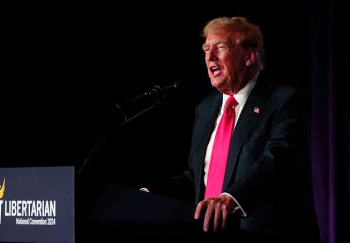 El expresidente estadounidense Donald Trump habla en la Conferencia Nacional del Partido Libertario en Washington, DC, Estados Unidos. EFE