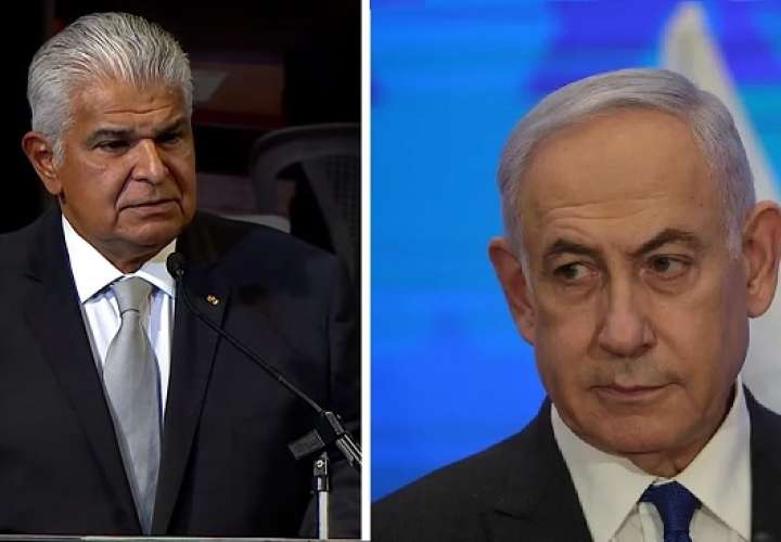 Presidente electo de Panamá, José Raúl Mulino y el primer ministro de Israel, Benjamín Netanyahu.