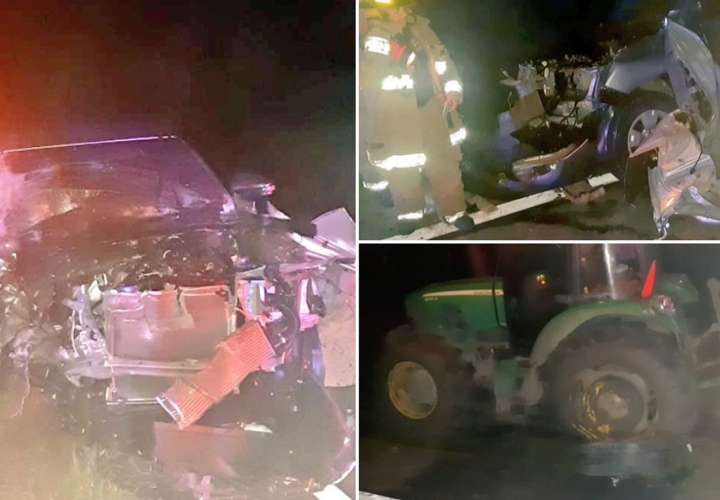Zampó la camioneta que conducía contra un tractor en Los Santos