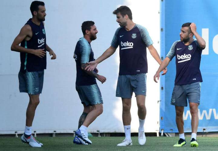Lionel Messi, Gerard Piqué, Jordi Alba y Sergio Busquets. 